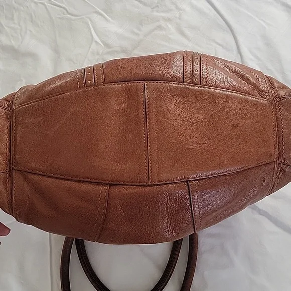 Cole Haan Dillan Ruched Cognac Brown Studded Satchel Bag Y2K Messy Fabulous - Picture 13 of 16